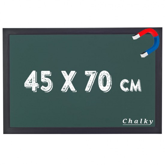 Chalky Manyetik Kara Tahta Siyah Çerçeveli - Tebeşir Yazı Tahtası 45x70 cm - Yeşil