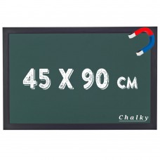 Chalky Manyetik Kara Tahta Siyah Çerçeveli - Tebeşir Yazı Tahtası 45x90 cm - Yeşil