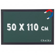 Chalky Manyetik Kara Tahta Siyah Çerçeveli - Tebeşir Yazı Tahtası 50x110 cm - Yeşil