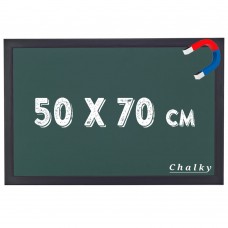 Chalky Manyetik Kara Tahta Siyah Çerçeveli - Tebeşir Yazı Tahtası 50x70 cm - Yeşil