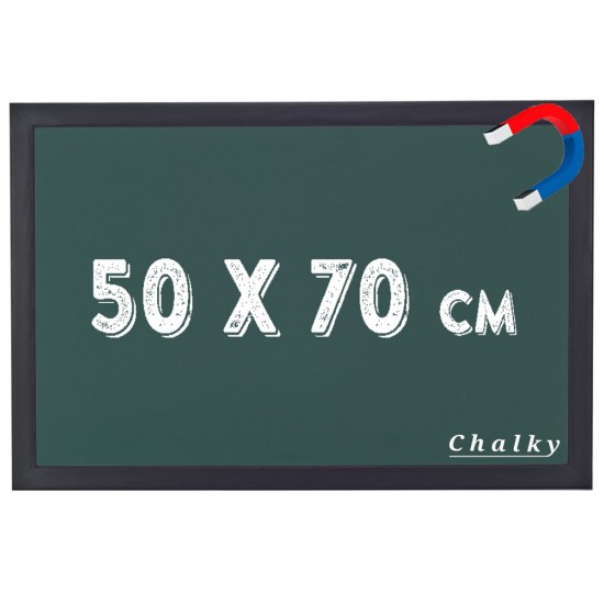 Chalky Manyetik Kara Tahta Siyah Çerçeveli - Tebeşir Yazı Tahtası 50x70 cm - Yeşil