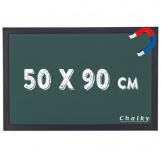 Chalky Manyetik Kara Tahta Siyah Çerçeveli - Tebeşir Yazı Tahtası 50x90 cm - Yeşil