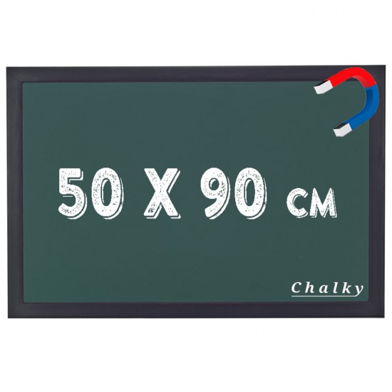 Chalky Manyetik Kara Tahta Siyah Çerçeveli - Tebeşir Yazı Tahtası 50x90 cm - Yeşil