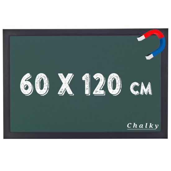 Chalky Manyetik Kara Tahta Siyah Çerçeveli - Tebeşir Yazı Tahtası 60x120 cm - Yeşil