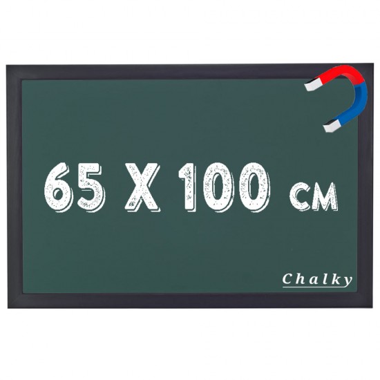 Chalky Manyetik Kara Tahta Siyah Çerçeveli - Tebeşir Yazı Tahtası 65x100 cm - Yeşil