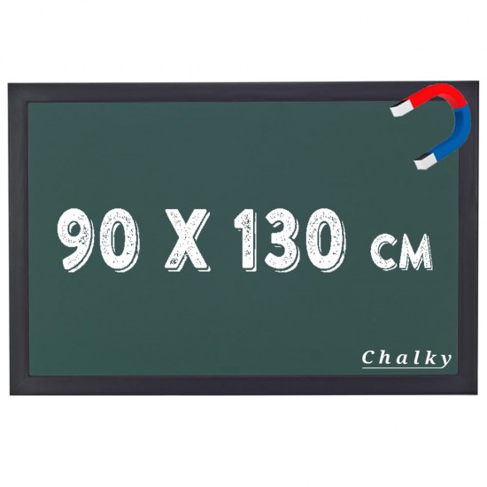Chalky Manyetik Kara Tahta Siyah Çerçeveli - Tebeşir Yazı Tahtası 90x130 cm - Yeşil