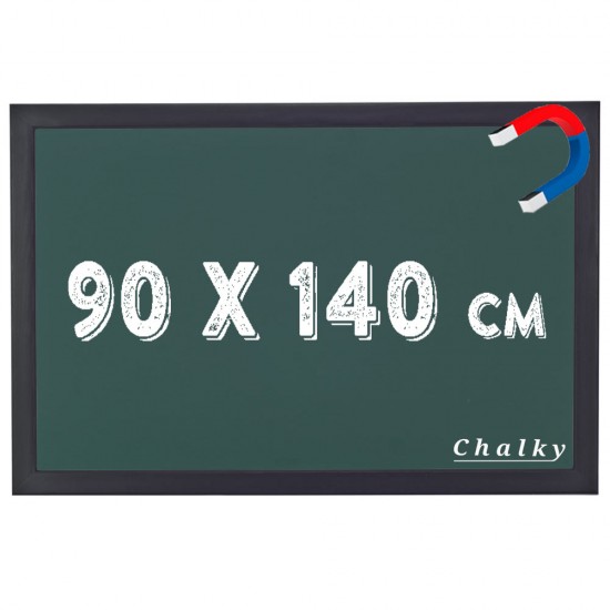 Chalky Manyetik Kara Tahta Siyah Çerçeveli - Tebeşir Yazı Tahtası 90x140 cm - Yeşil