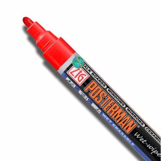 Zig Posterman Wet-Wipe PMA 330 Sıvı Tebeşir Kırmızı