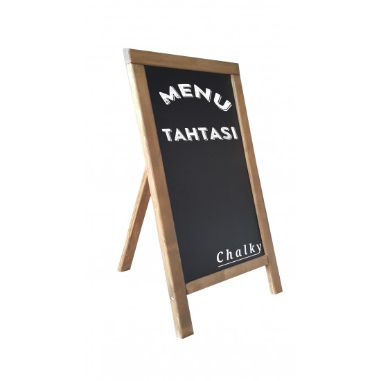 Chalky Menü Tahtası Kaldırım Üstü Tek Taraflı Ahşap 60x90 cm