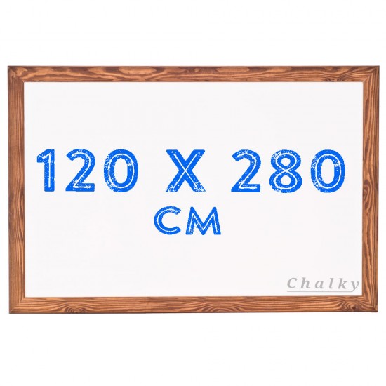 Chalky Ahşap Çerçeveli Duvara Monte Beyaz Yazı Tahtası 120x280 cm