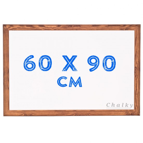 Chalky Ahşap Çerçeveli Duvara Monte Beyaz Yazı Tahtası 60x90 cm