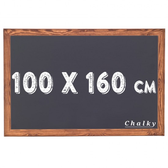 Chalky Kara Tahta Ahşap Çerçeveli Tebeşir Yazı Tahtası 100x160 cm - Siyah