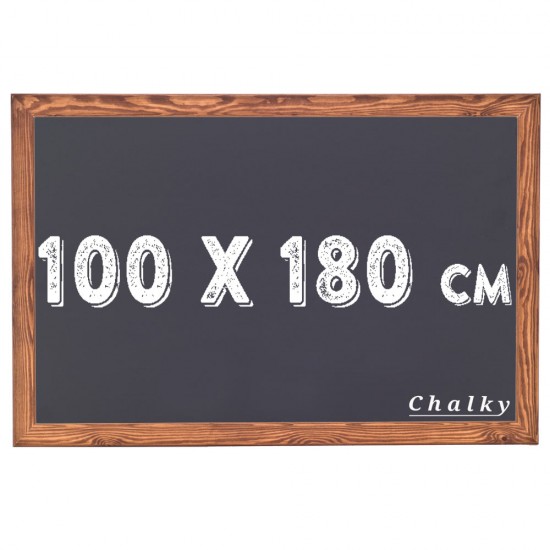 Chalky Kara Tahta Ahşap Çerçeveli Tebeşir Yazı Tahtası 100x180 cm - Siyah