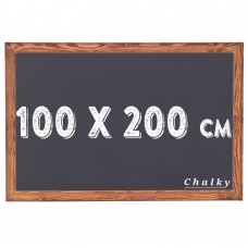 Chalky Kara Tahta Ahşap Çerçeveli Tebeşir Yazı Tahtası 100x200 cm - Siyah