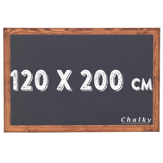Chalky Kara Tahta Ahşap Çerçeveli Tebeşir Yazı Tahtası 120x200 cm - Siyah
