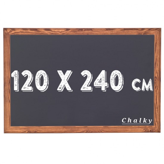 Chalky Kara Tahta Ahşap Çerçeveli Tebeşir Yazı Tahtası 120x240 cm - Siyah