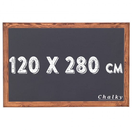 Chalky Kara Tahta Ahşap Çerçeveli Tebeşir Yazı Tahtası 120x280 cm - Siyah