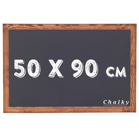 Chalky Kara Tahta Ahşap Çerçeveli Tebeşir Yazı Tahtasi 50x90 cm - Siyah