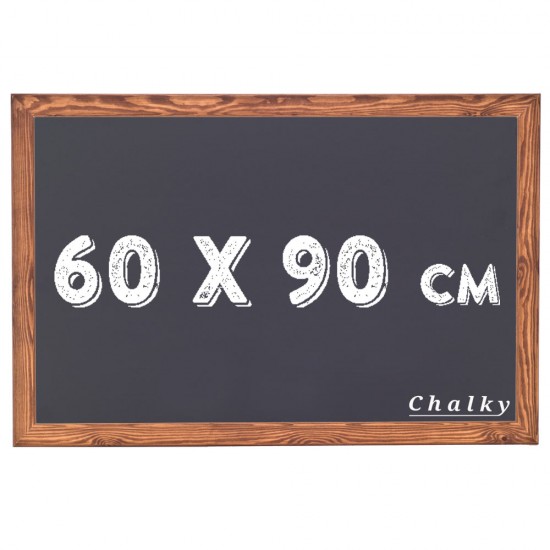 Chalky Kara Tahta Ahşap Çerçeveli Tebeşir Yazı Tahtası 60x90 cm - Siyah