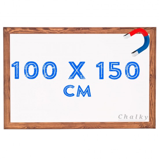 Chalky Manyetik Beyaz Yazı Tahtası Ahşap Çerçeveli 100x150 cm