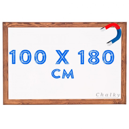 Chalky Manyetik Beyaz Yazı Tahtası Ahşap Çerçeveli 100x180 cm