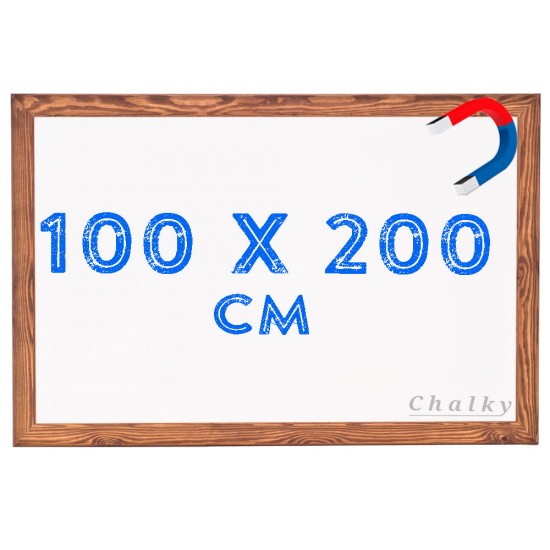 Chalky Manyetik Beyaz Yazı Tahtası Ahşap Çerçeveli 100x200 cm