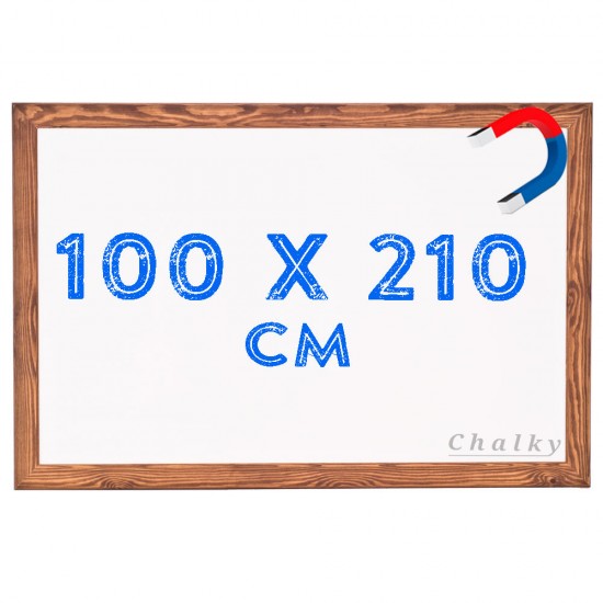 Chalky Manyetik Beyaz Yazı Tahtası Ahşap Çerçeveli 100x210 cm