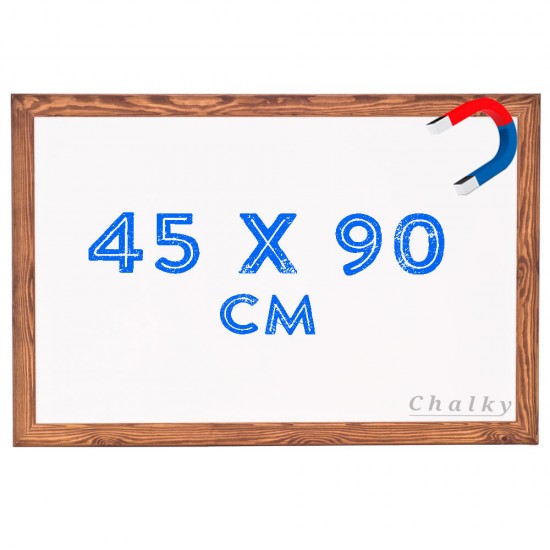 Chalky Manyetik Beyaz Yazı Tahtası Ahşap Çerçeveli 45x90 cm