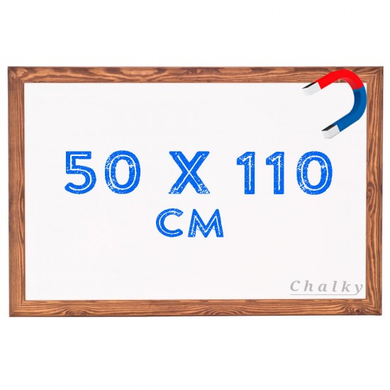 Chalky Manyetik Beyaz Yazı Tahtası Ahşap Çerçeveli 50x110 cm