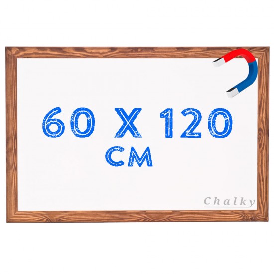 Chalky Manyetik Beyaz Yazı Tahtası Ahşap Çerçeveli 60x120 cm