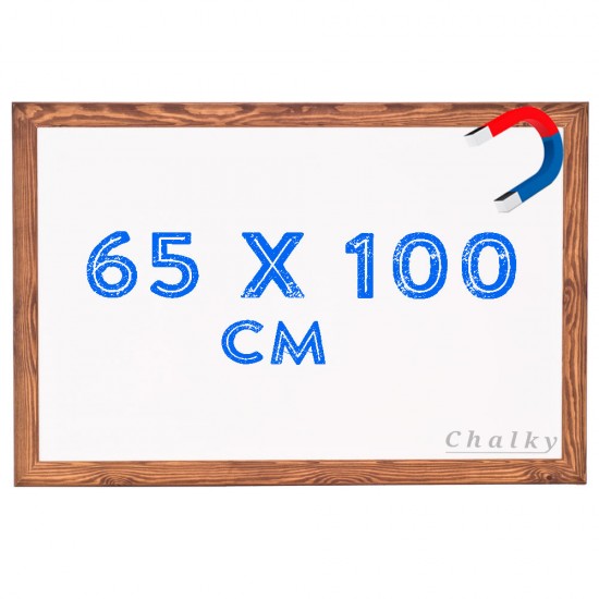 Chalky Manyetik Beyaz Yazı Tahtası Ahşap Çerçeveli 65x100 cm