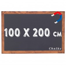 Chalky Manyetik Kara Tahta Ahşap Çerçeveli - Tebeşir Yazı Tahtası 100x200 cm - Siyah