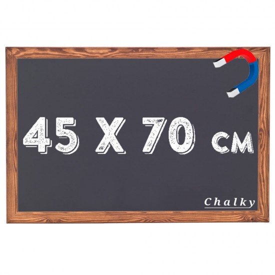 Chalky Manyetik Kara Tahta Ahşap Çerçeveli - Tebeşir Yazı Tahtası 45x70 cm - Siyah
