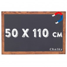Chalky Manyetik Kara Tahta Ahşap Çerçeveli - Tebeşir Yazı Tahtası 50x110 cm - Siyah