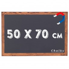 Chalky Manyetik Kara Tahta Ahşap Çerçeveli - Tebeşir Yazı Tahtası 50x70 cm - Siyah