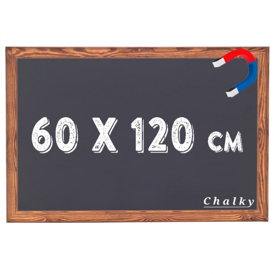 Chalky Manyetik Kara Tahta Ahşap Çerçeveli - Tebeşir Yazı Tahtası 60x120 cm - Siyah