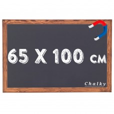 Chalky Manyetik Kara Tahta Ahşap Çerçeveli - Tebeşir Yazı Tahtası 65x100 cm - Siyah
