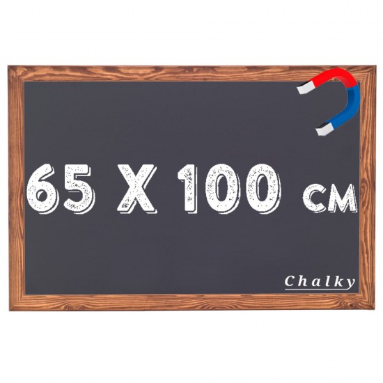 Chalky Manyetik Kara Tahta Ahşap Çerçeveli - Tebeşir Yazı Tahtası 65x100 cm - Siyah