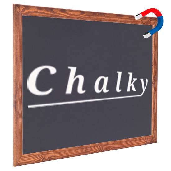 Chalky Manyetik Kara Tahta Ahşap Çerçeveli - Tebeşir Yazı Tahtası 40x60 cm - Siyah