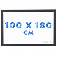 Chalky Siyah Çerçeveli Duvara Monte Beyaz Yazı Tahtası 100x180 cm