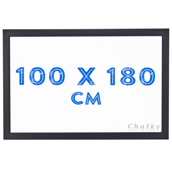 Chalky Siyah Çerçeveli Duvara Monte Beyaz Yazı Tahtası 100x180 cm