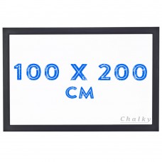 Chalky Siyah Çerçeveli Duvara Monte Beyaz Yazı Tahtası 100x200 cm