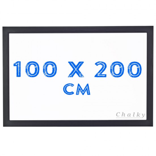 Chalky Siyah Çerçeveli Duvara Monte Beyaz Yazı Tahtası 100x200 cm
