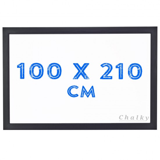 Chalky Siyah Çerçeveli Duvara Monte Beyaz Yazı Tahtası 100x210 cm