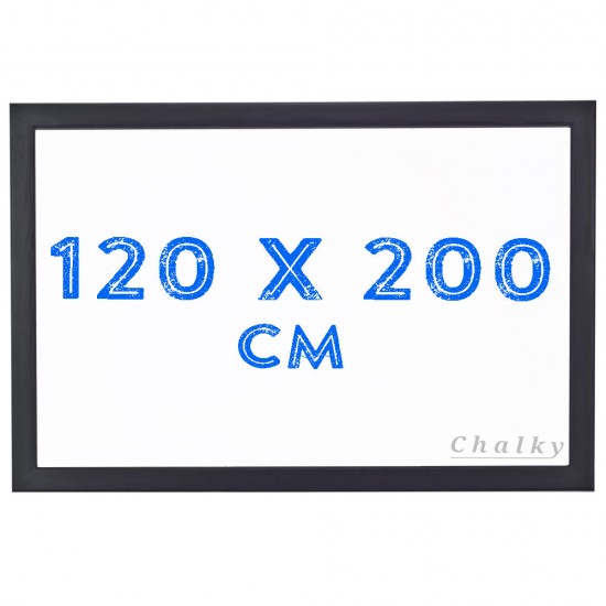 Chalky Siyah Çerçeveli Duvara Monte Beyaz Yazı Tahtası 120x200 cm