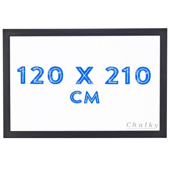 Chalky Siyah Çerçeveli Duvara Monte Beyaz Yazı Tahtası 120x210 cm