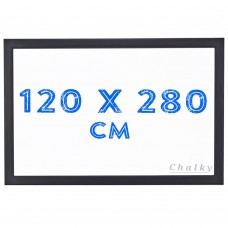 Chalky Siyah Çerçeveli Duvara Monte Beyaz Yazı Tahtası 120x280 cm