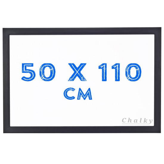 Chalky Siyah Çerçeveli Duvara Monte Beyaz Yazı Tahtası 50x110 cm