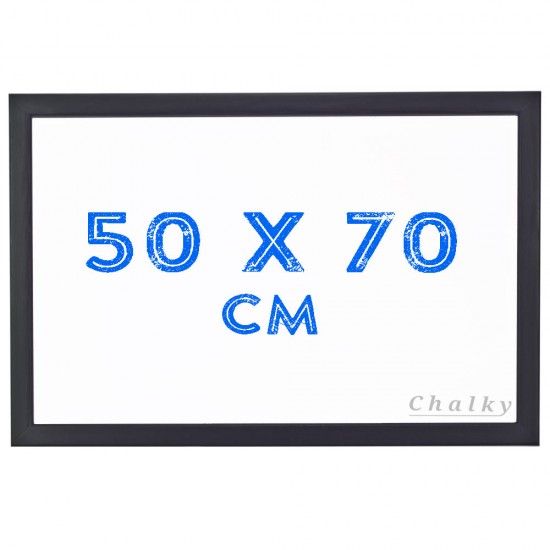 Chalky Siyah Çerçeveli Duvara Monte Beyaz Yazı Tahtası 50x70 cm