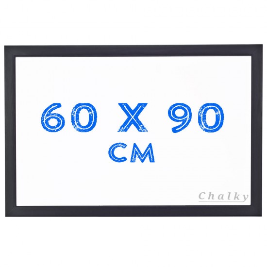 Chalky Siyah Çerçeveli Duvara Monte Beyaz Yazı Tahtası 60x90 cm